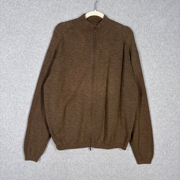 Tommy Bahama Silk Cotton Cardigan Sweater XL Brown Full Zip Thin Golf Retro